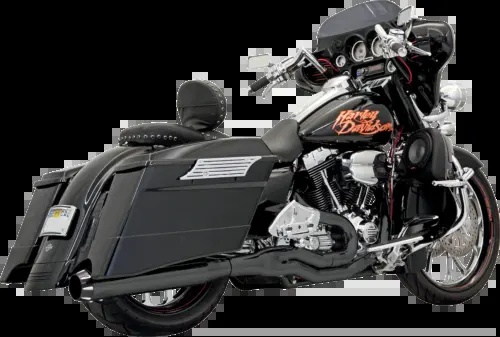 Bassani ブラック 4インチ ロード レイジ エキゾースト 1995-2016 ハーレーダビッドソン ツーリング バガー用 Bassani Black 4 Road Rag