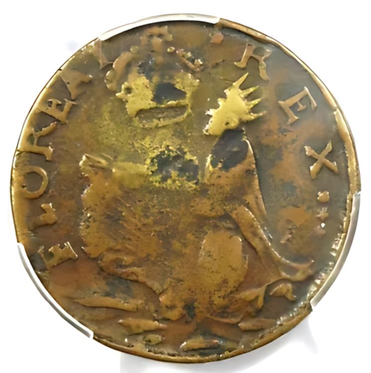 1670 ニュージャージー セント パトリック ファーシング コロニアル コイン 1/4P - PCGS VF25 - 1650 ドル相当