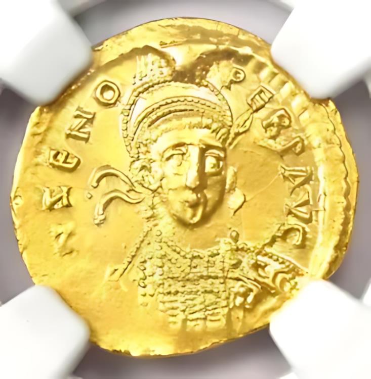 東ローマ帝国 ゼノ AV ソリダス 金貨 474-491 AD - NGC MS (UNC)