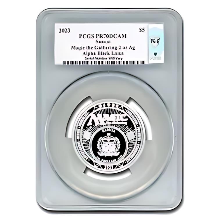 2023 サモア 2 オンス AG $5 マジック アルファ ブラック ロータス PR-70 DCAM PCGS