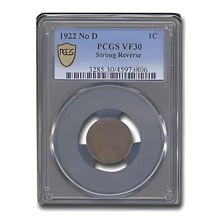 1922 プレーン リンカーン セント VF-30 PCGS (D なし、ストロング レブ)