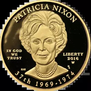2016-W First Spouse ゴールド $10 パトリシア ニクソン 1/2 オンス.9999 ファイン カプセルのみ