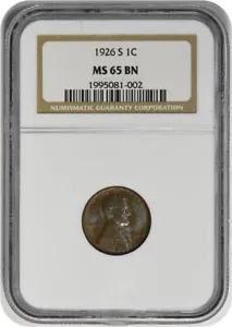 1926-S リンカーン セント MS65BN NGC
