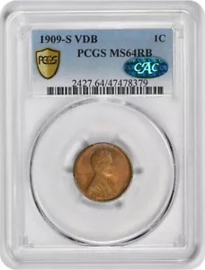 1909-S VDB リンカーン セント MS64RB PCGS (CAC)