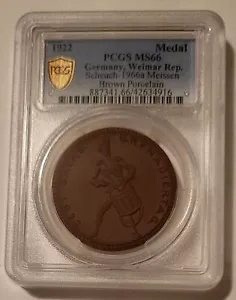 ドイツ ワイマール共和国 1922年 磁器メダル シャウフ-1966a マイセン MS66 PCGS